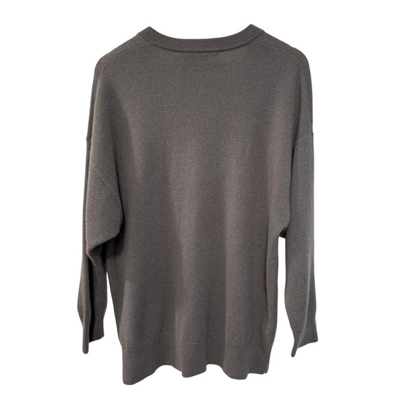 NWT! Jenni Kayne M Oversized Long VNeck 100% CASHMERE Boyfriend Sweater Gray XXS - Picture 4 of 10